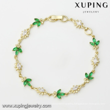 74895 Wholesale fashion lady jewelry fine quality 14k gold plated bracelet with color stone